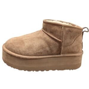 UGG Classic Ultra Mini Platform Boots Chestnut Suede Shearling Size 8